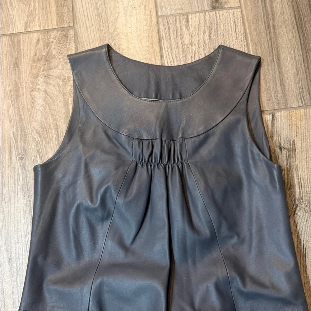Marks & Spencer Autograph Gray‎ Leather Shift Dress Modern Minimal US 6 UK 10